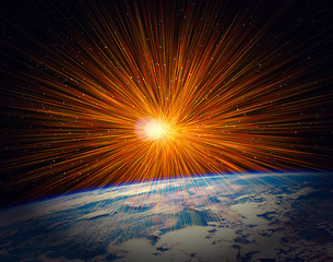 Rays of sun, radiation illustration. The elements of this image furnished by NASA.