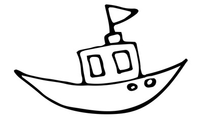 Hand-drawn vector illustration of a baby boat for icon.