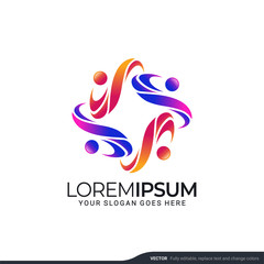 Modern people logo gather with abstract style. Vector illustration.