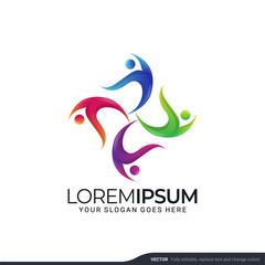 Obraz premium Modern people logo gather with abstract style. Vector illustration.
