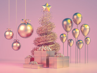 Beautiful luxury New Year Christmas holiday background. 3d illustration, 3d rendering. 3d illustration, 3d rendering.