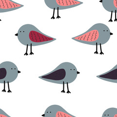 Seamless bird pattern. Scandinavian style. Love. Romance. Vector.