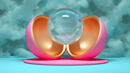 Elegant minimalism geometry background. 3d illustration, 3d rendering.