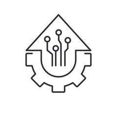 Electronic technology. Progress. Vector linear icon on a white background.