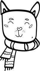 cute cat Single hand drawn elements New Year greeting cards, posters, stickers and seasonal design. Isolated. Doodle vector illustration