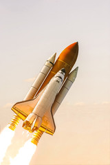 Naklejka na ściany i meble Flying rocket. Rocket launch. The elements of this image furnished by NASA.