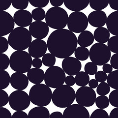 Decorative abstract polka dots in the style of the 60s. Cheerful polka dot vector seamless pattern. Can be used in textile industry, paper, background, scrapbooking.