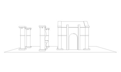 ancient house, medieval building, 3d visualization, illustration