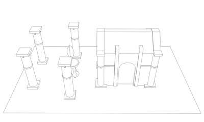 ancient house, medieval building, 3d visualization, illustration