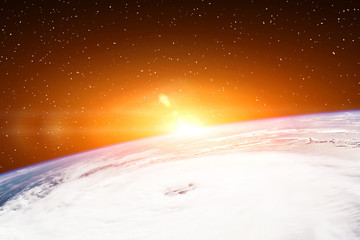 Sunrise, view from space. The elements of this image furnished b