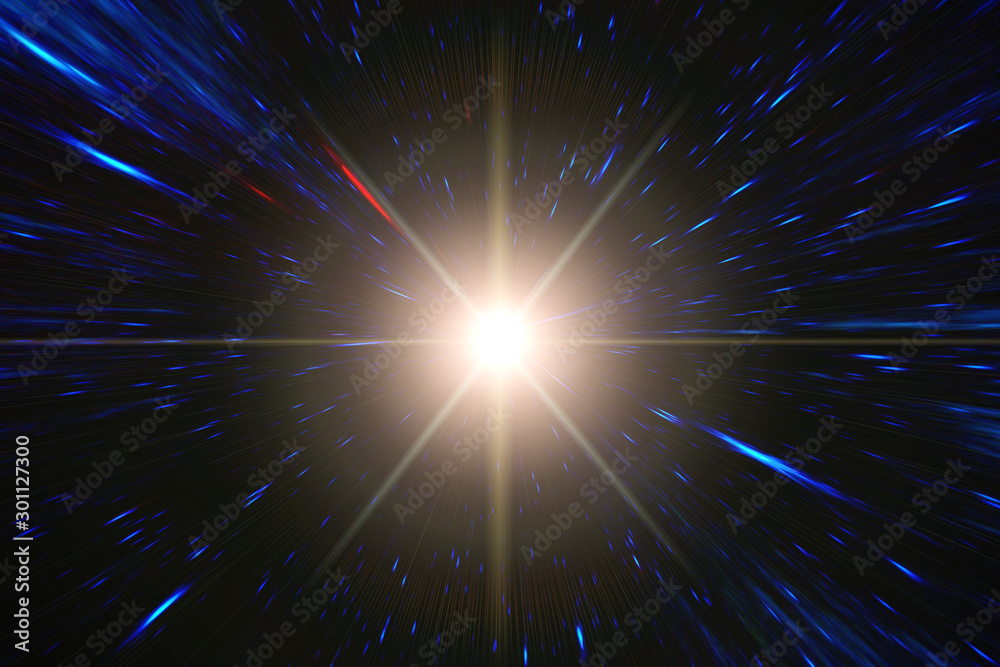 Wall mural light stripes. sunburst in galaxy. hyper jump. the elements of this image furnished by nasa.
