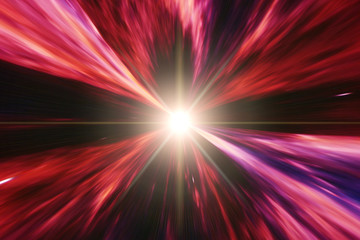 Light stripes. Sunburst in galaxy. Hyper jump. The elements of this image furnished by NASA.