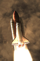 Flying rocket. Rocket launch. The elements of this image furnished by NASA.