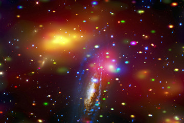 Star cluster and galaxy. The elements of this image furnished by NASA.