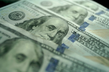 Dollars Closeup Concept. One Hundred Dollar Banknotes