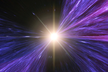 Light stripes. Sunburst in galaxy. Hyper jump. The elements of this image furnished by NASA.