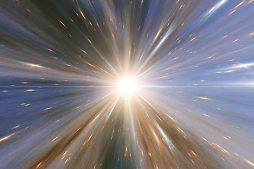 Light stripes. Sunburst in galaxy. Hyper jump. The elements of this image furnished by NASA.