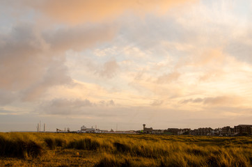 sunset over field