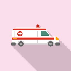 Hospital ambulance icon. Flat illustration of hospital ambulance vector icon for web design