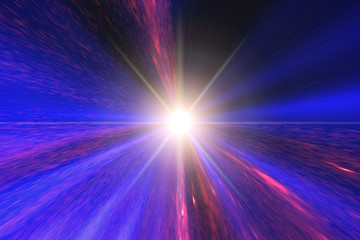 Light stripes. Sunburst in galaxy. Hyper jump. The elements of this image furnished by NASA.