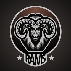Ram, Goat Mascot team logo inside the circle, color illustration.