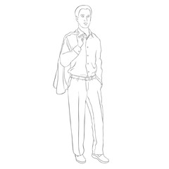 Young man in a business suit.  illustration