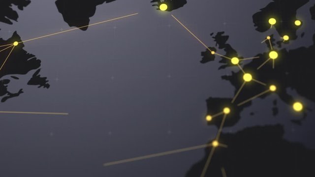 Vernetzte Weltkugel Animation mit Unsch&auml;rfe Bokeh Grau