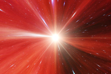 Obraz premium Light stripes. Sunburst in galaxy. Hyper jump. The elements of this image furnished by NASA.