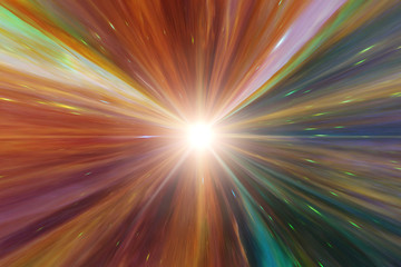 Light stripes. Sunburst in galaxy. Hyper jump. The elements of this image furnished by NASA.