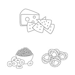 Vector design of taste and crunchy logo. Set of taste and cooking stock symbol for web.