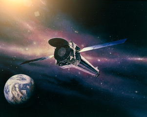 Space craft or satellite in outer space. The elements of this image furnished by NASA.