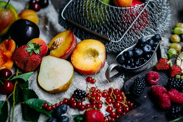 Fototapeta na wymiar fruits and berries on the table