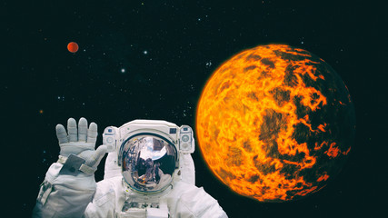 Astronaut and deep space. Science theme. Galaxies and stars. The elements of this image furnished...