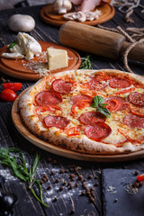 Composition of sausage pizza and ingredients for its preparation
