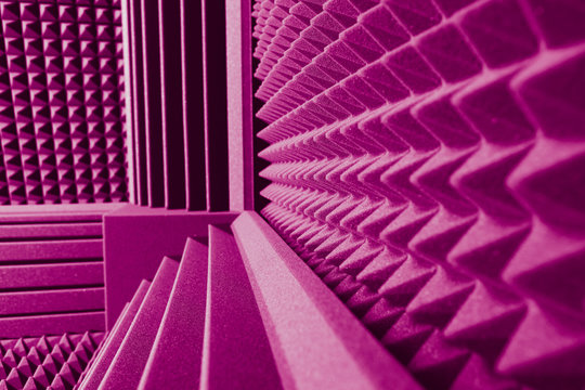 acoustic foam absorber and bass traps for sound dampering purple background