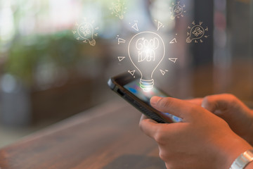 Concept Searching for new ideas with smartphones on the internet around the world.