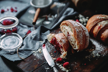 croissant with raspberries
