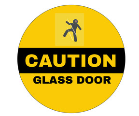 Accident Prevention Signs, Caution board with message Caution GLASS DOOR. beware and careful Sign, warning symbol, vector illustration.