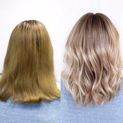  before and after hair color yellow blond to beautiful light blond