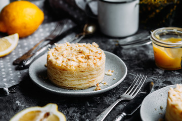 Napoleon cake with lemon