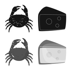 Isolated object of taste and product symbol. Collection of taste and cooking stock vector illustration.
