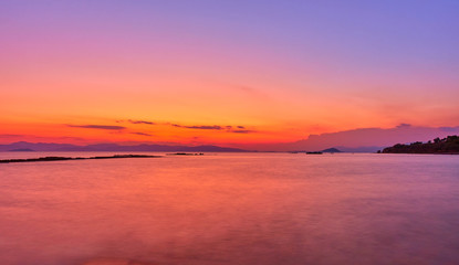 Aegean Sea in Aegina Island at twilight