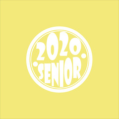Stylish design for printing on high school graduation clothes. The senior design in the form of a print on a t-shirt. Logo on a light background for graduation.