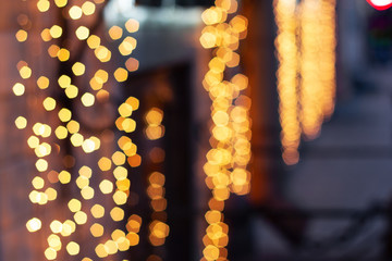 pub entrance .wallpaper bokeh pattern garland blurry . celebration illumination