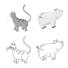 Isolated object of breeding and kitchen sign. Set of breeding and organic vector icon for stock.