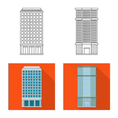 Vector illustration of municipal and center sign. Collection of municipal and estate stock vector illustration.