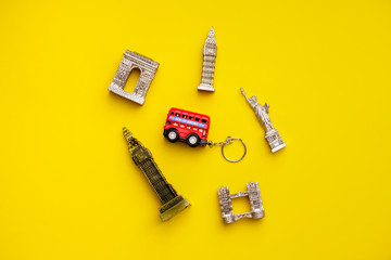 Online booking and travel concept with souvenir