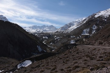 Obraz premium snowy mountain and valley in Andes of Chile