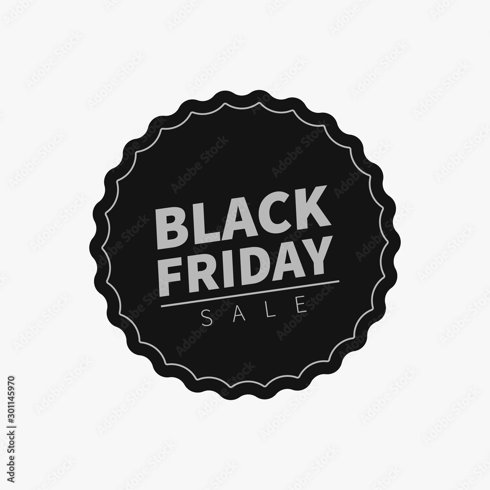 Poster black friday sale tag. ready sticky label template design for use in web ad or print. vector flat st
