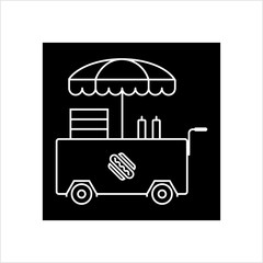 Street Food Vending Cart Hot Dogs, Fast Food Hot Dog Cart Icon
